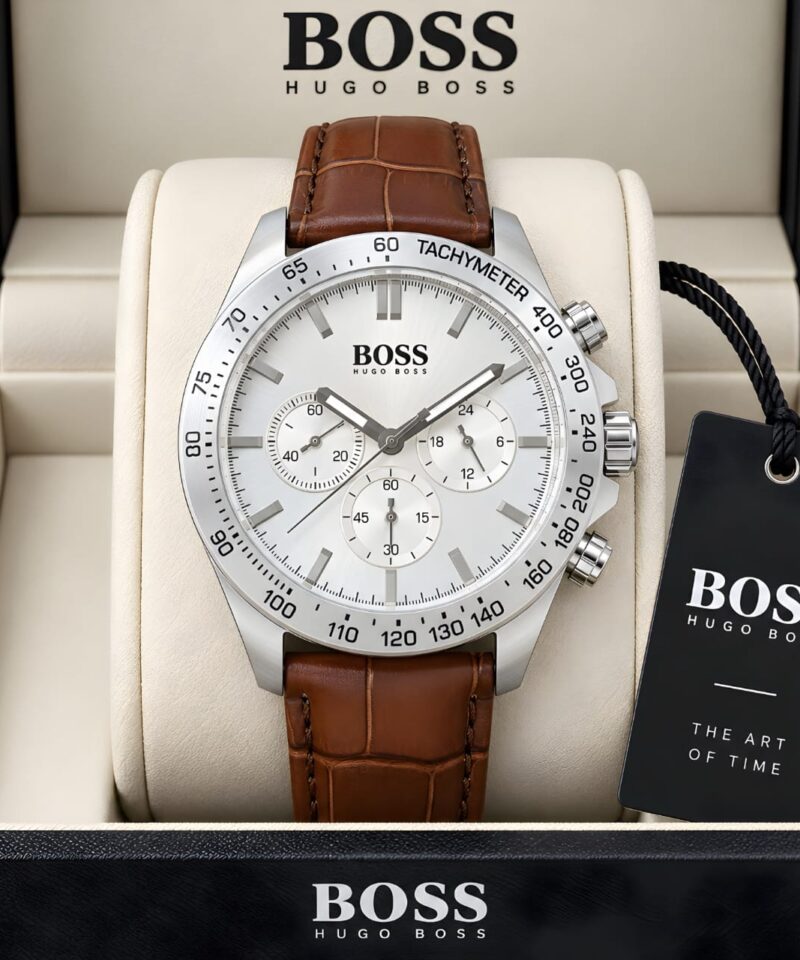 Boss Premium Brown Leather Finish Strap Watch