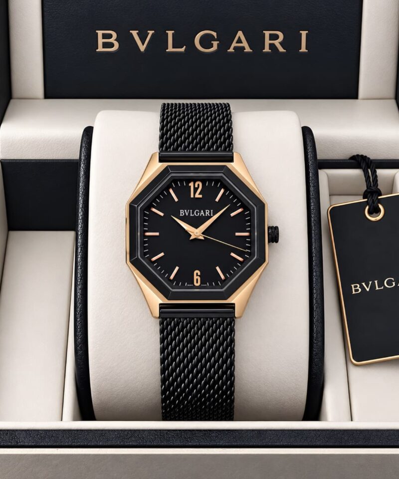 Bvlgari Octagonal Classic Rose Gold-Tone Hour Markers
