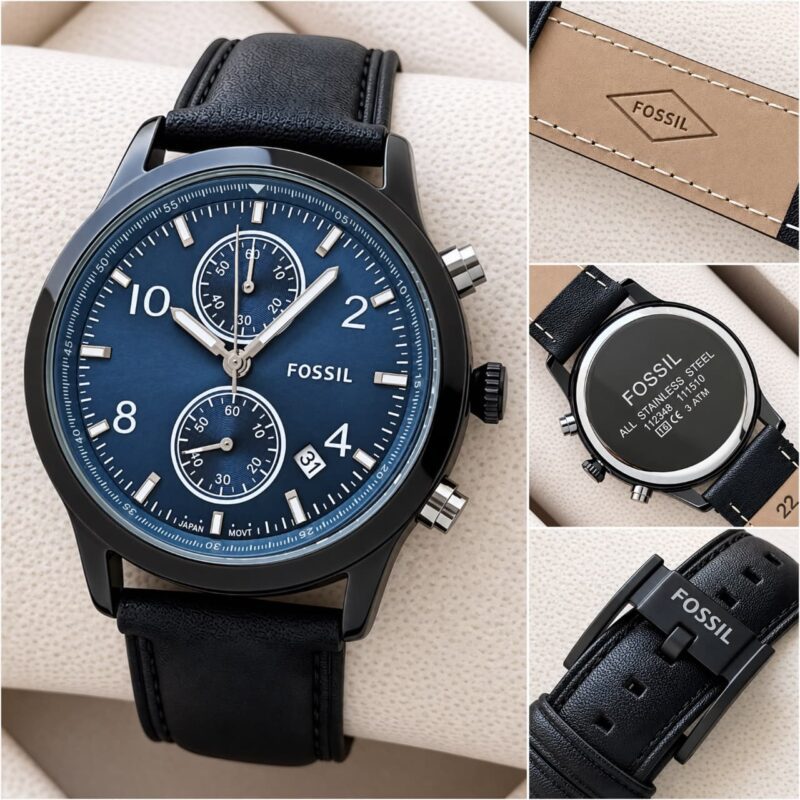 Fossil Bennette Collection Soft Black Leather Strap