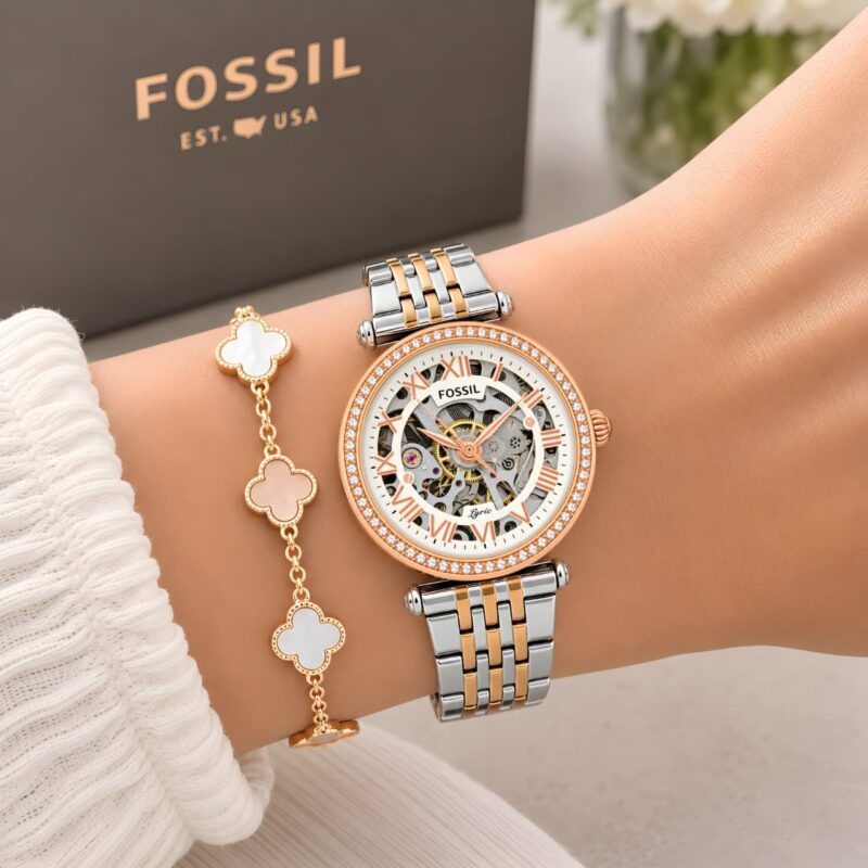 Fossil Lyric Automatic Stainless Steel Bracelet Watch