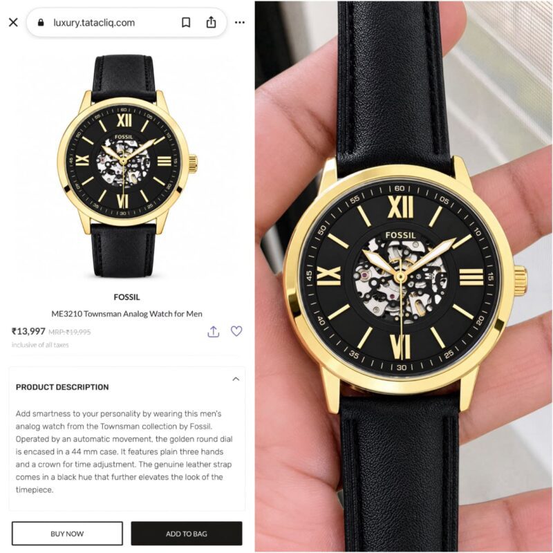 Fossil Modern Automatic Strap - Soft Black Leather Watch
