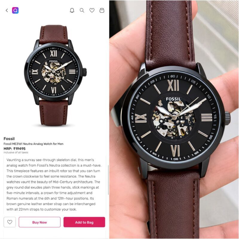 Fossil Neutra Automatic Open Heart Both side glass