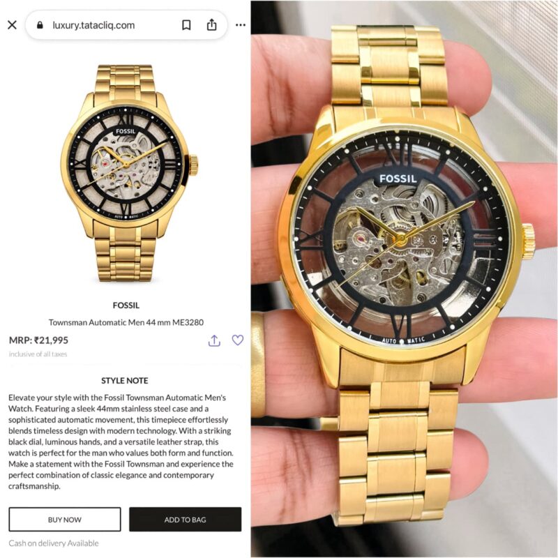 Fossil Townsman Automatic 5 Link Stainless Steel Bracelet