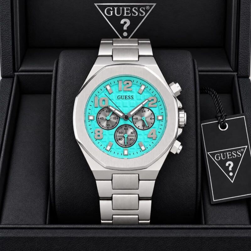 GUESS Steel Rust Free Elegant Turquoise Textured Dial