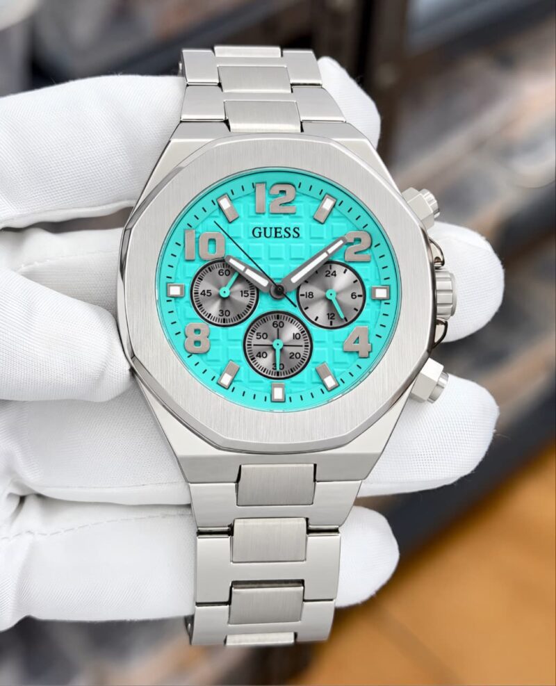GUESS Steel Rust Free Elegant Turquoise Textured Dial