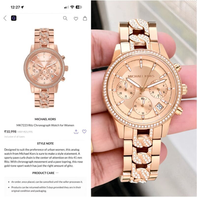 Michael Kors Ritz Women MK7223 Rose Gold colour - Image 5