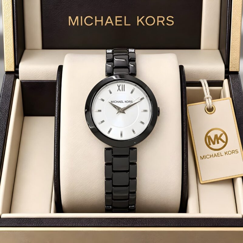 Michael Kors White Dial - Stainless Steel Back with Branding