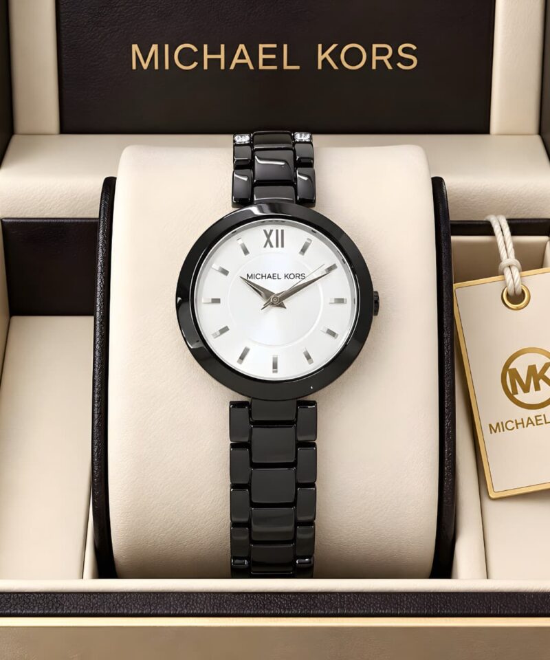 Michael Kors White Dial - Stainless Steel Back with Branding
