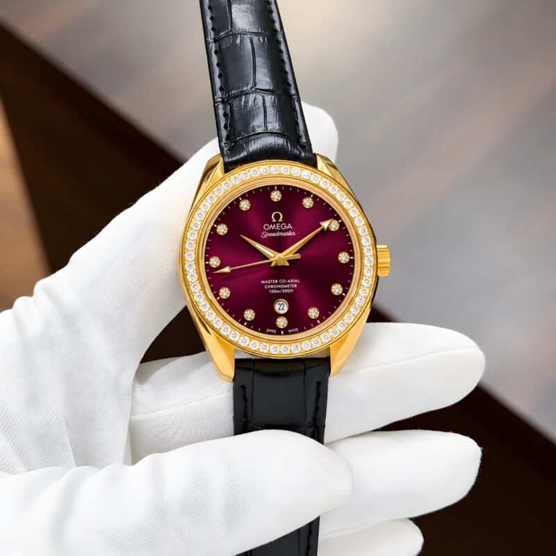 Omega Speedmaster Elegant Burgundy Sunray Dial Watch