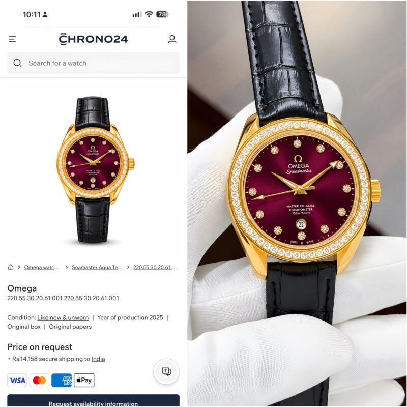 Omega Speedmaster Elegant Burgundy Sunray Dial Watch