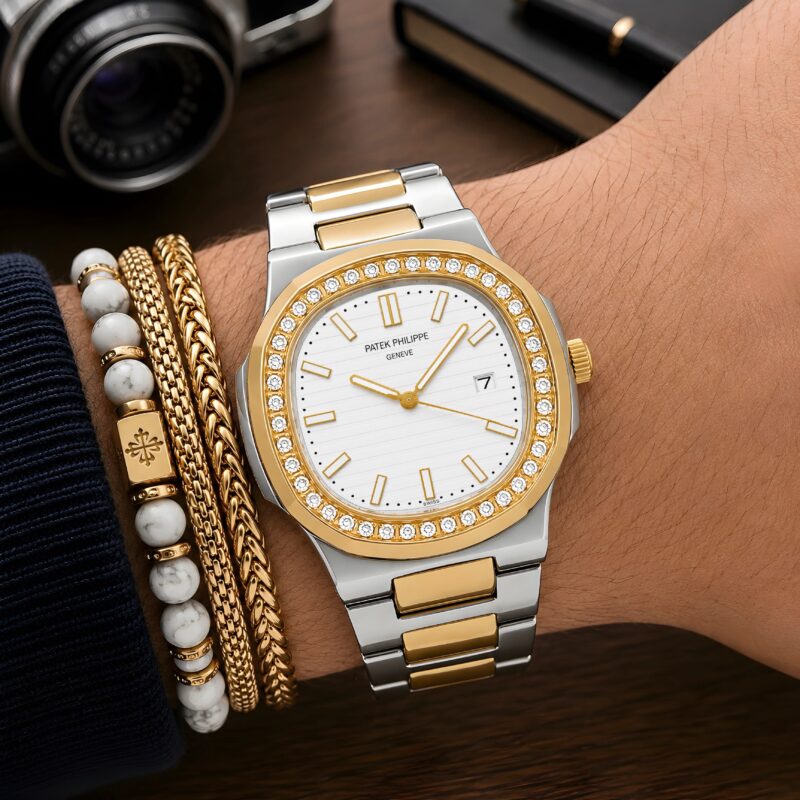 Patek Philippe Nautilus Style Crystal-Set Bezel
