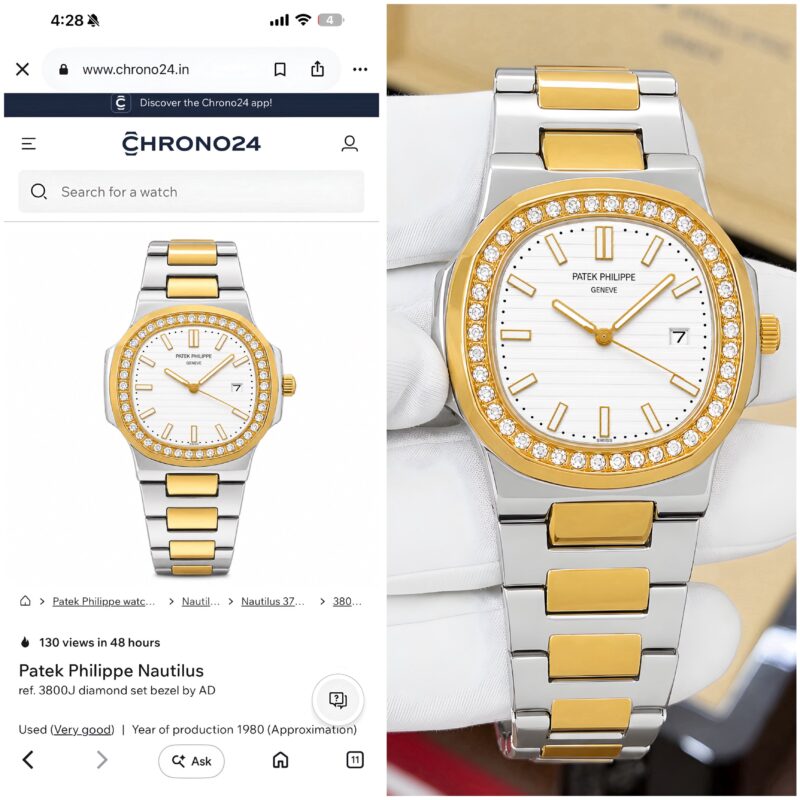 Patek Philippe Nautilus Style Crystal-Set Bezel