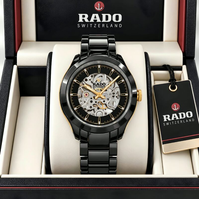 Rado For Men Open Heart Automatic Stylish Black Bezel