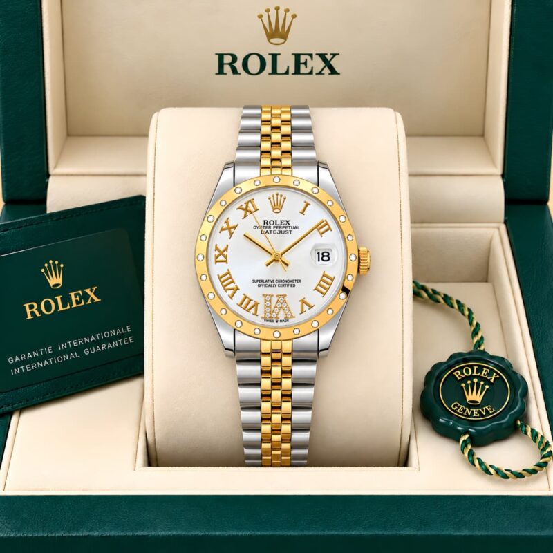 Rolex Datejust Collection Stainless Steel Silver Gold Diamond Studded Body