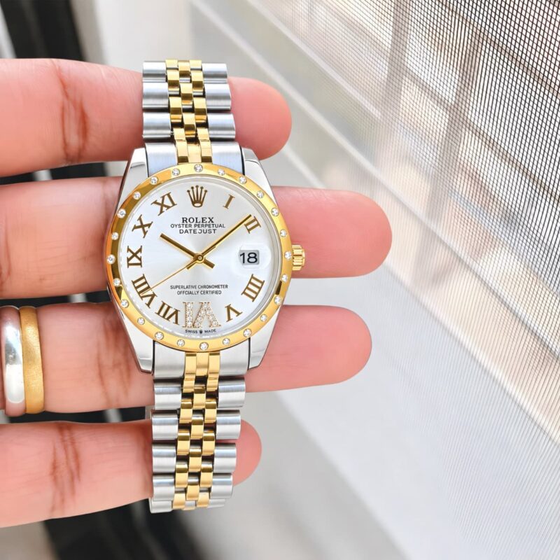 Rolex Datejust Collection Stainless Steel Silver Gold Diamond Studded Body