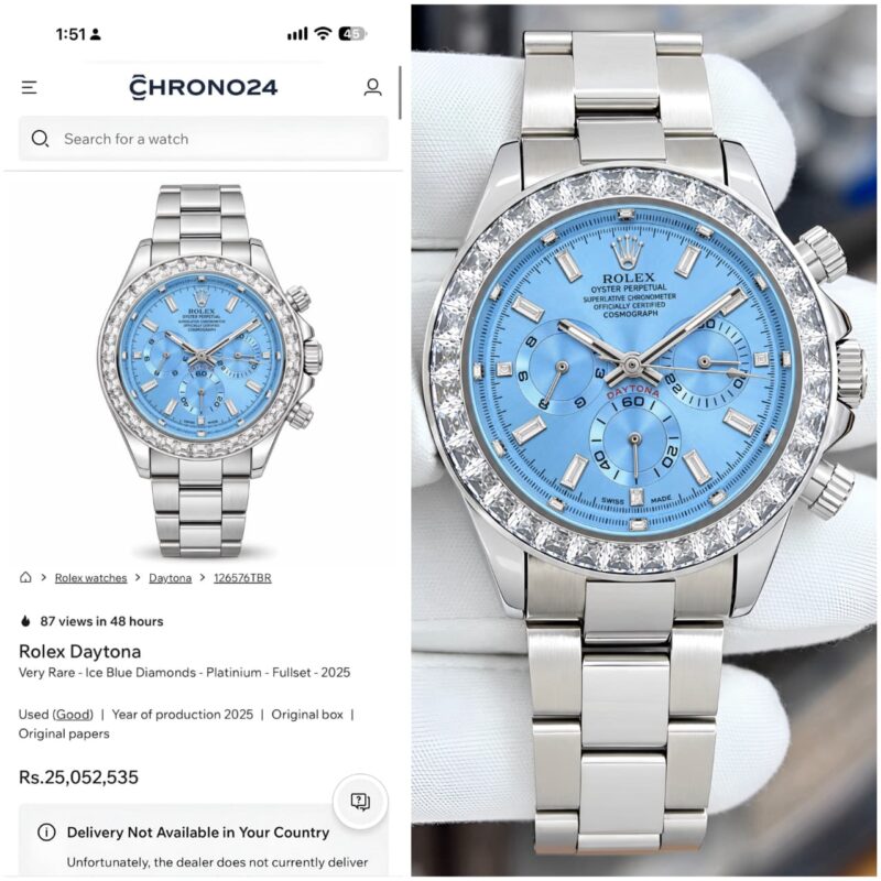 Rolex Daytona Chronograph Elegant Ice-Blue Sunray Dial