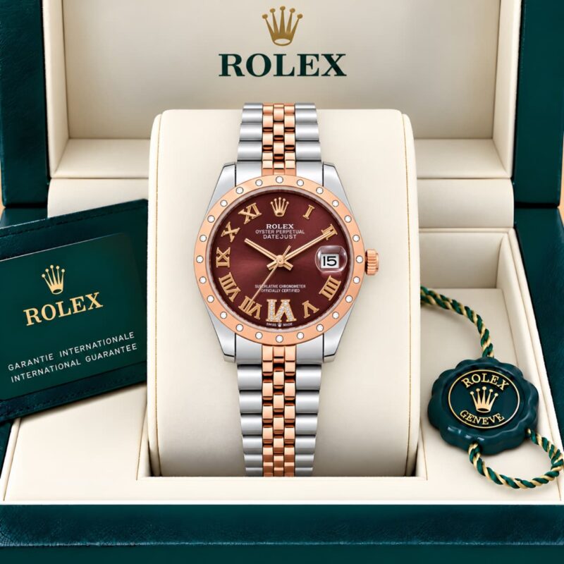 Rolex Women's Datejust 31 Burgundy Patent dial