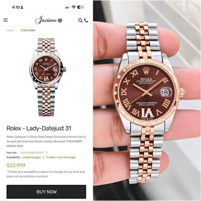 Rolex Women's Datejust 31 Burgundy Patent dial
