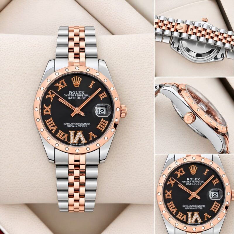 Rolex women Datejust Black Patent dial Watch