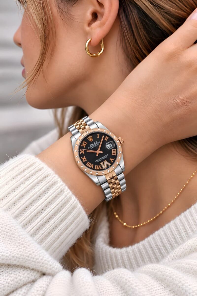 Rolex women Datejust Black Patent dial Watch