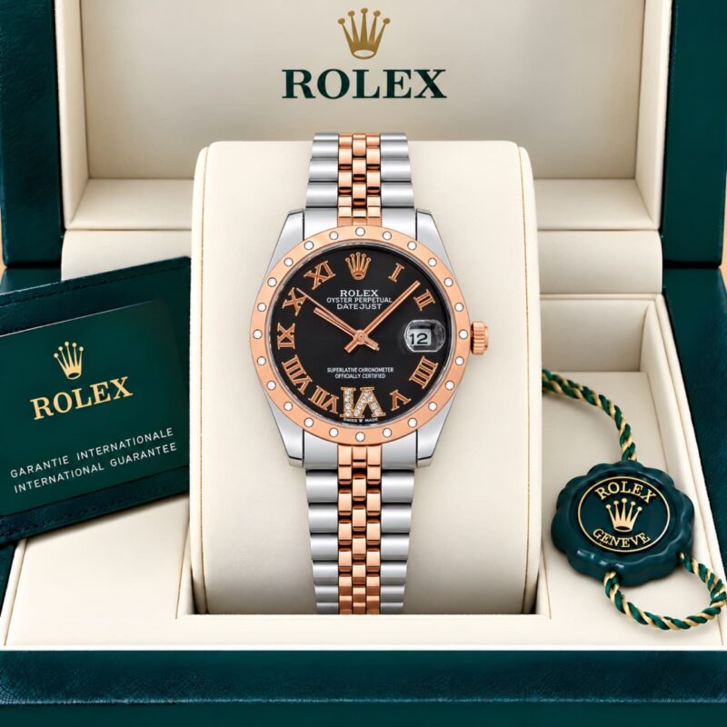 Rolex women Datejust Black Patent dial Watch