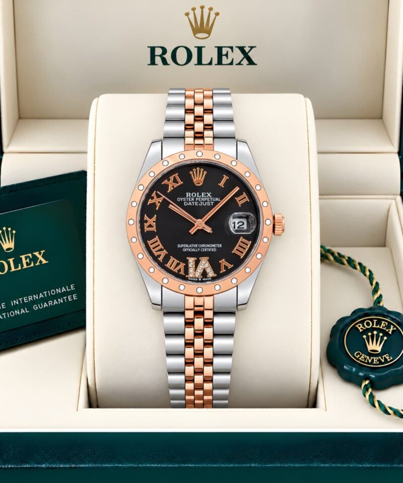 Rolex women Datejust Black Patent dial Watch