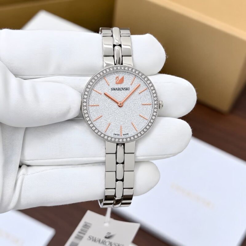 Swarovski Beautiful Crystal-Textured Silver Dial