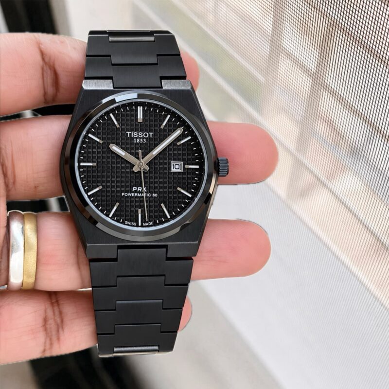 Tissot PRX Z-Black Brushed stainless steel case watch