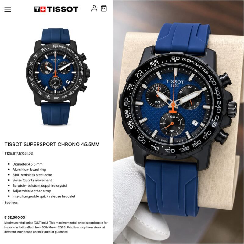 Tissot Supersport Chrono XL Blue Silicon Strap Watch