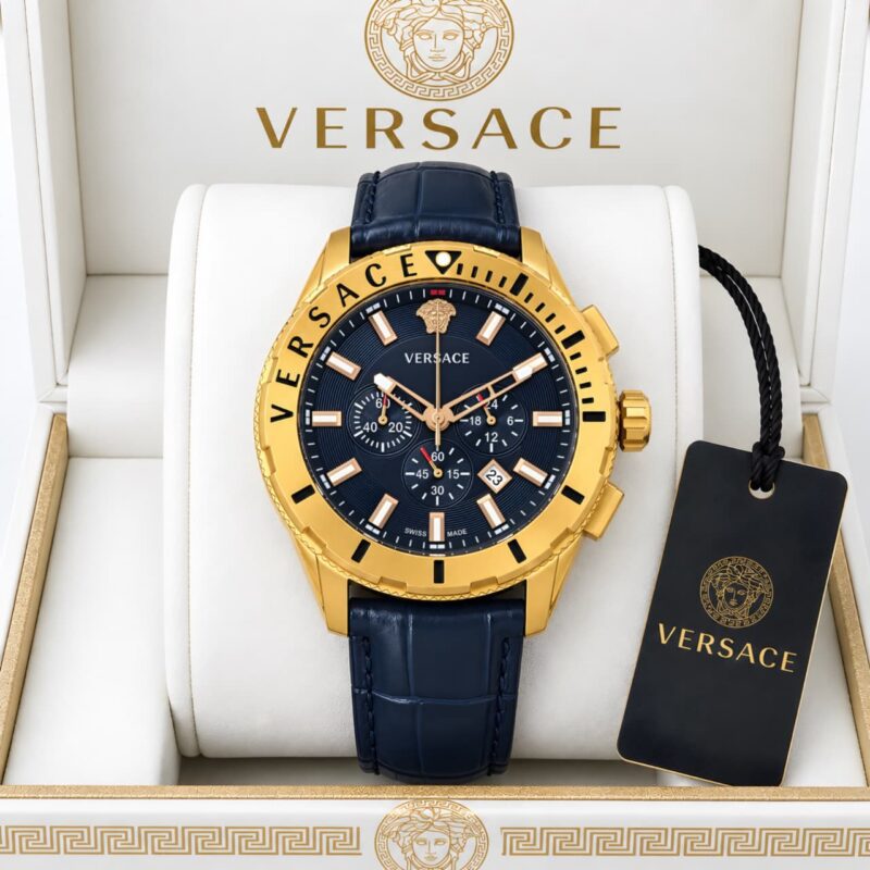Versace Analog Chronograph Gold Tone Stainless Steel Body