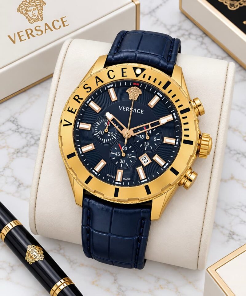 Versace Analog Chronograph Gold Tone Stainless Steel Body