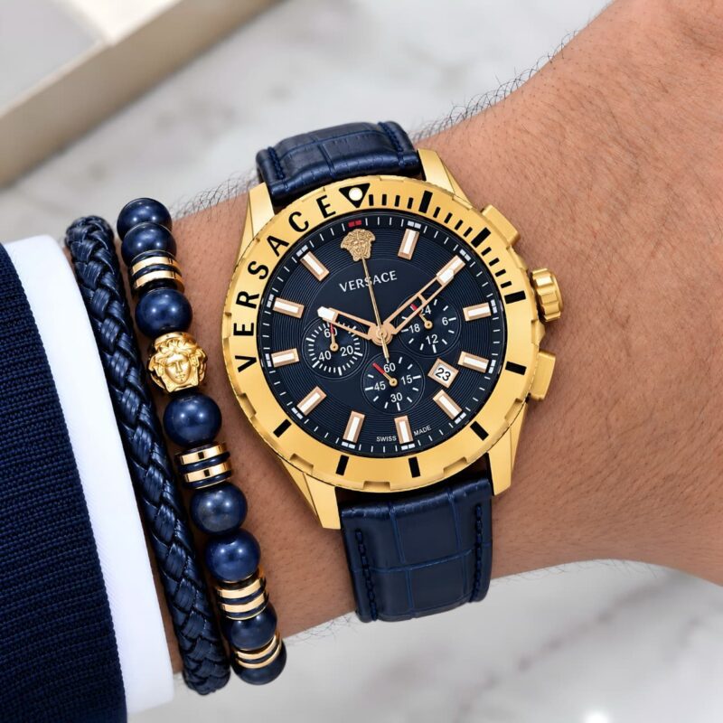Versace Analog Chronograph Gold Tone Stainless Steel Body