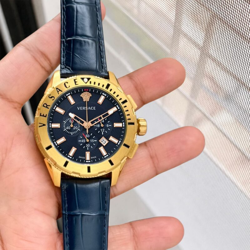 Versace Analog Chronograph Gold Tone Stainless Steel Body