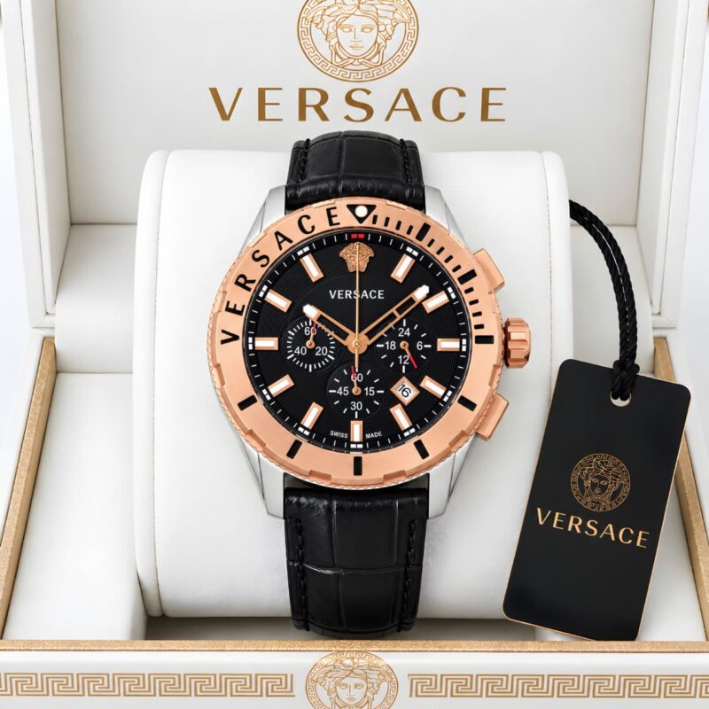 Versace Analog Chronograph Rose Gold Textured Dial