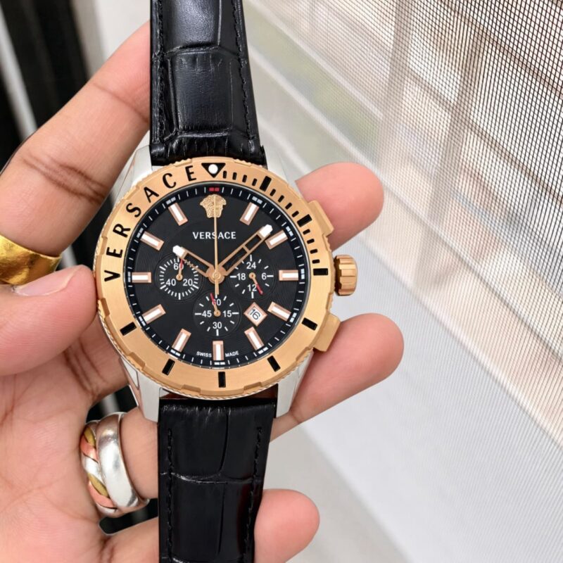 Versace Analog Chronograph Rose Gold Textured Dial