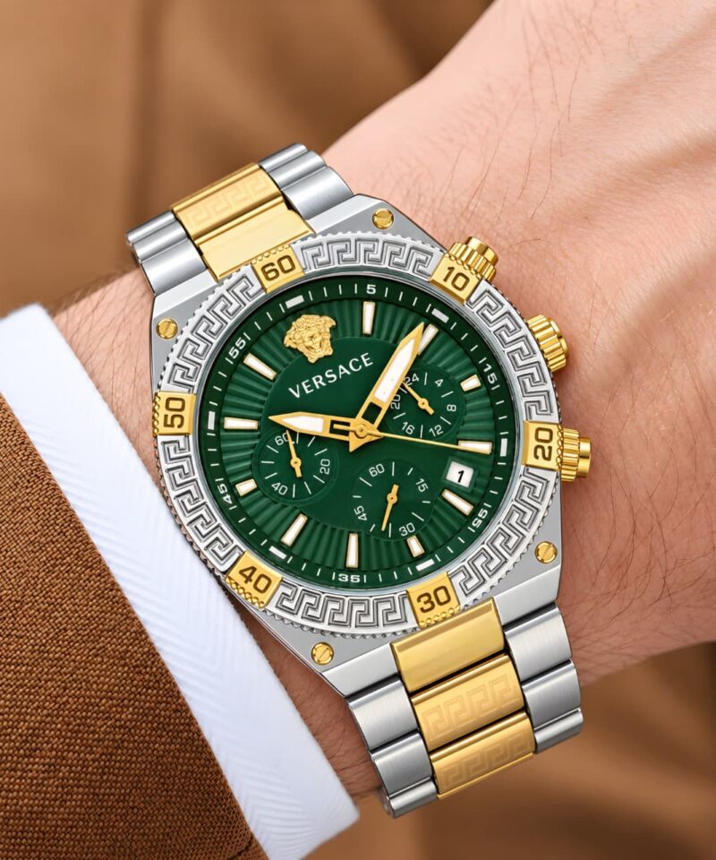 Versace New Chronograph Gold Silver Metallic (Adjustable)