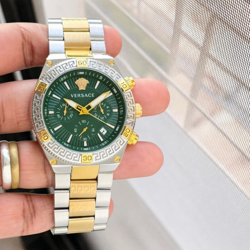 Versace New Chronograph Gold Silver Metallic (Adjustable)