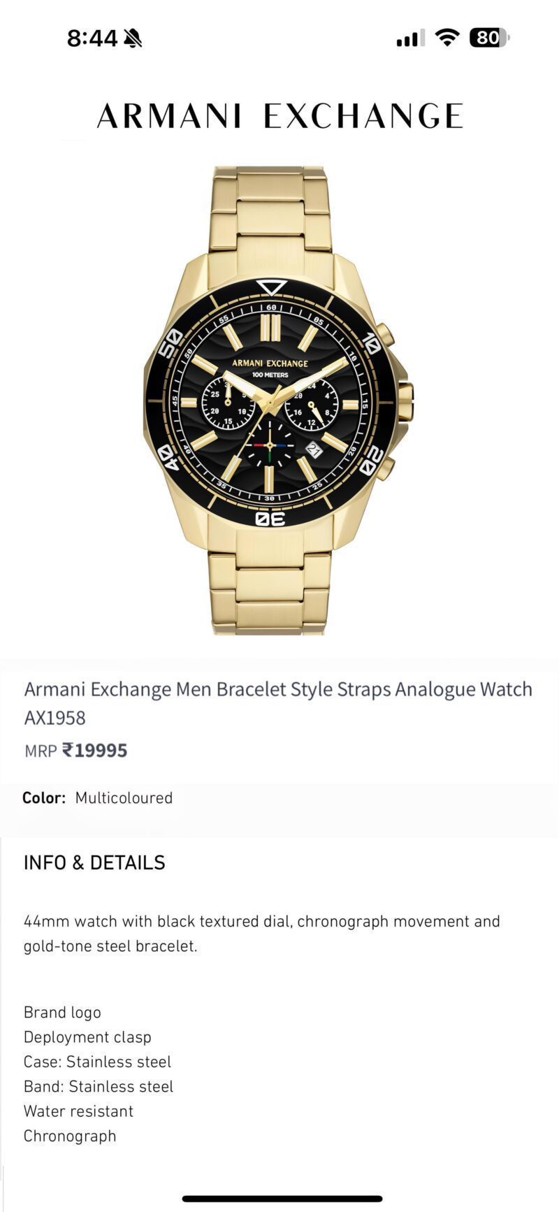 Armani Exchange AX1958 First Copy Watch