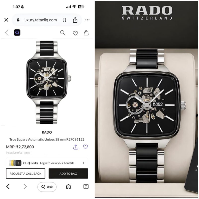 Rado True Square Skeleton Automatic Watch