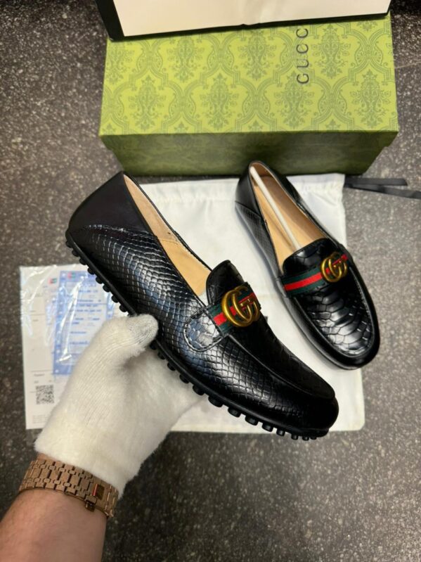 Gucci snake skin Black leather Loafer