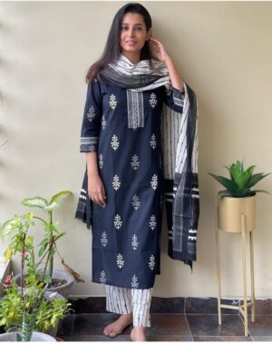 embroidery Work kurti with pant and dupatta