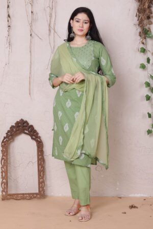 Cotton Printed Kurti with Neck Beautiful Embroidery Work