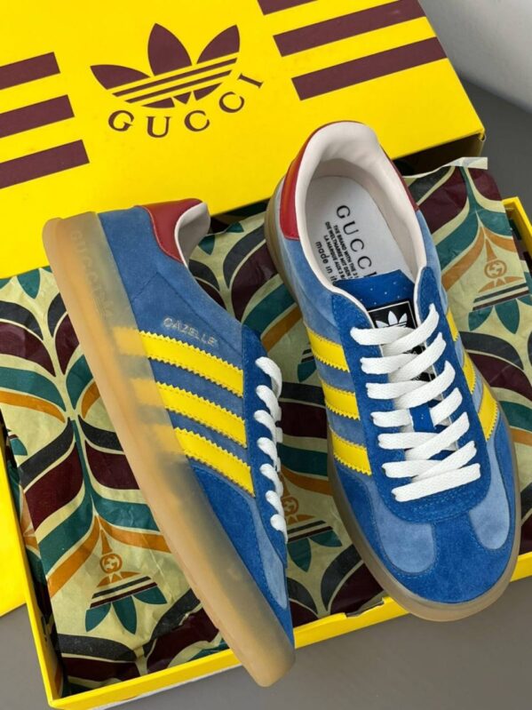 First Copy Adidas X Gucci Gazelle Light Blue Yellow