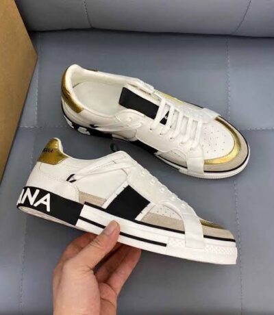 Dolce Gabbana Custom 2 Zero Paneled Low Top Sneakers White Black