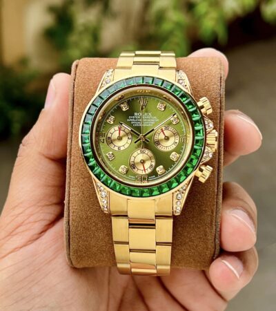 Golden Rolex Rainbow Watch Green