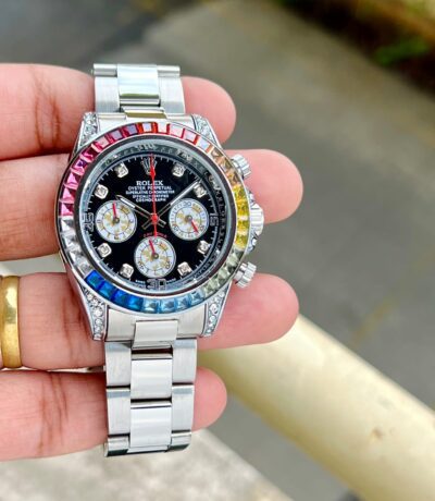 Silver Rolex Rainbow Watch First Copy