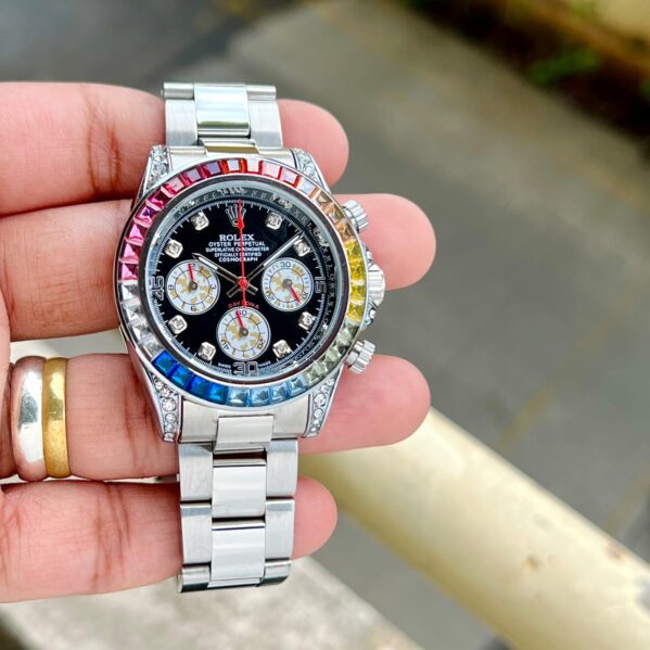 Silver Rolex Rainbow Watch First Copy