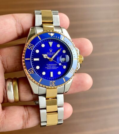 Rolex Submariner Full Gold & Silver Blue Dial Swiss Automatic Watch