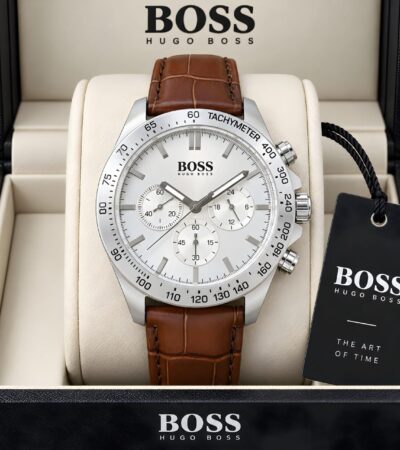 Boss Premium Brown Leather Finish Strap Watch