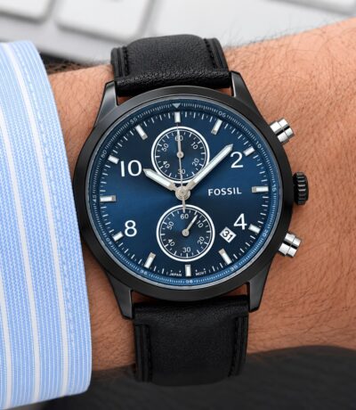 Fossil Bennette Collection Soft Black Leather Strap